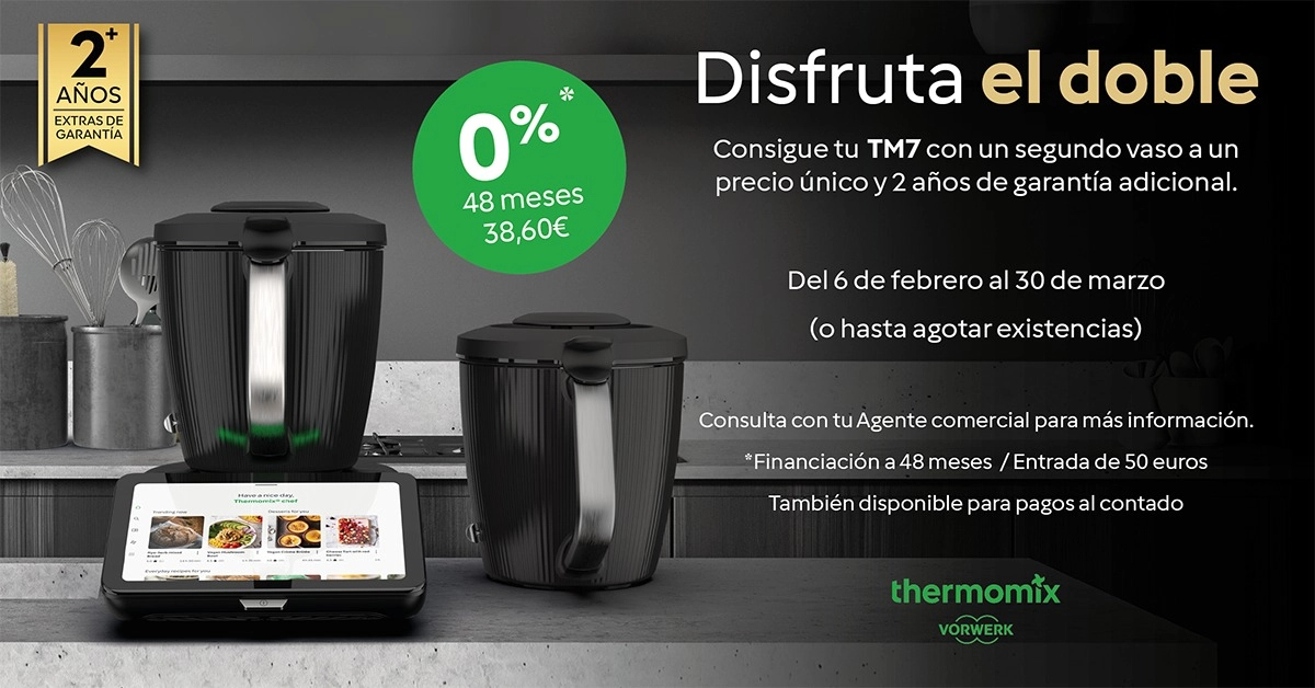 Consigue tu TM7 con un segundo vaso Con 2 años extras de garantía y 0% financiación