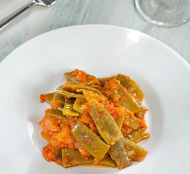 Judías verdes con tomate en Thermomix