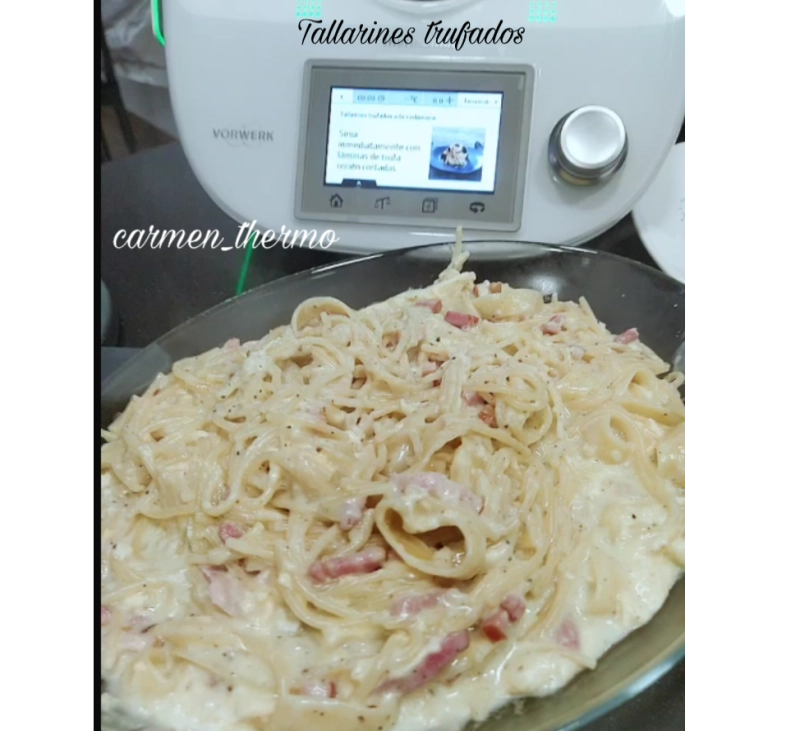 TALLARINES TRUFADOS A LA CARBONARA THERMOMIX® MÉNDEZ ALVARO