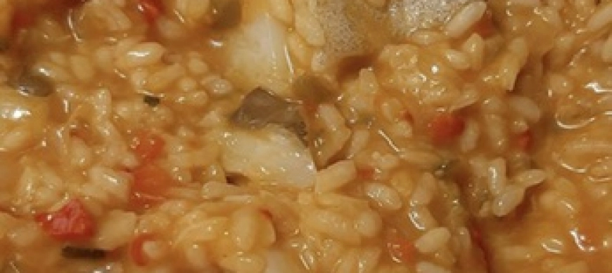 Arroz cremoso con verduras y bacalao Con thermomix