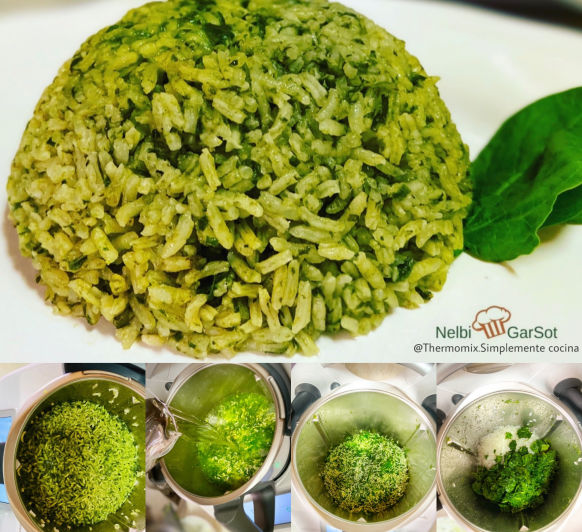 Arroz con espinacas o arroz verde