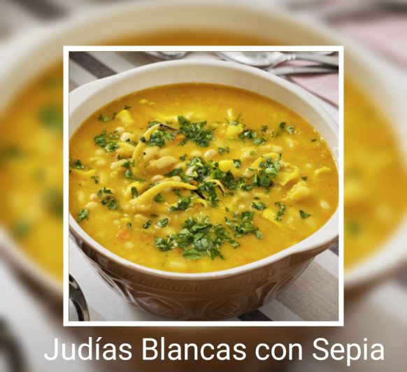 GUISO DE JUDIAS BLANCAS CON SEPIA